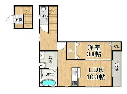サインポスト東人丸(1LDK/2階)の間取り写真
