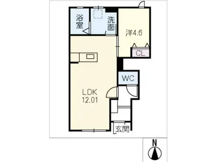 リーブルファイン鷹居(1LDK/1階)の間取り写真