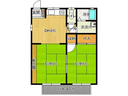 アネックス井手P-II(2DK/2階)の間取り写真