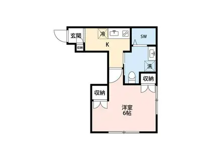 ゆいまーる若宮(1K/1階)の間取り写真