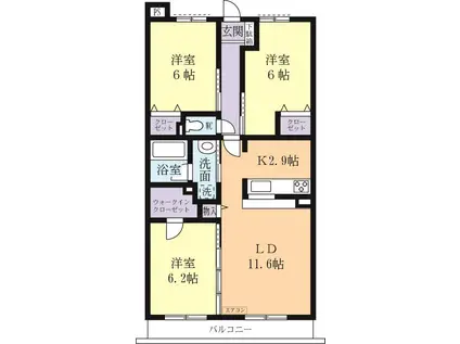 ラ・メルヴェーユ(3LDK/5階)の間取り写真