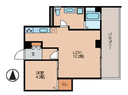 EASE(1LDK/3階)の間取り写真