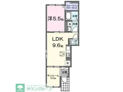 SUN FROUGE III(1LDK/1階)の間取り写真