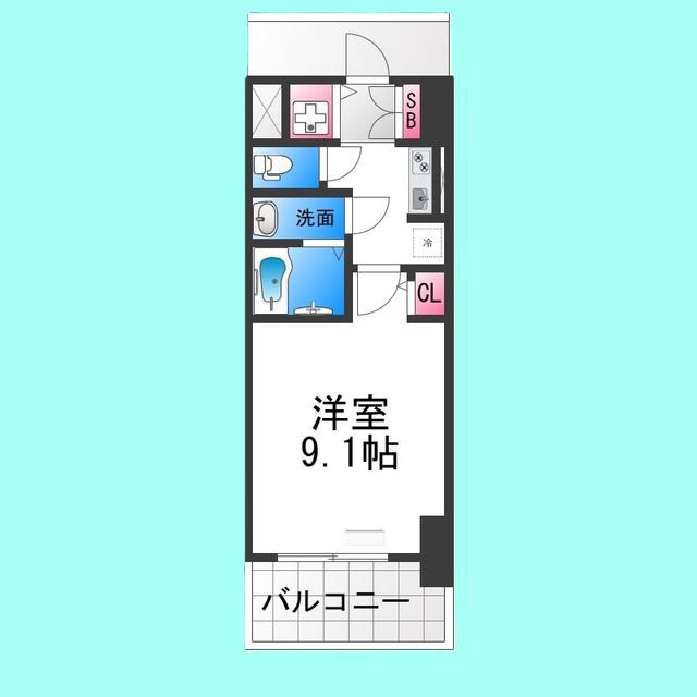 S-RESIDENCE堺BLAZE(1K/6階)の間取り写真