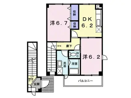 ソル・レヴェンテIII(2DK/2階)の間取り写真