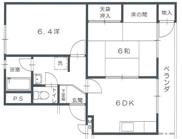 椿コーポ(2DK/2階)の間取り写真