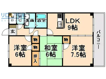 シャルマンコーポ荒牧(3LDK/1階)の間取り写真