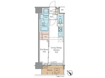 LUXENAプラスPAWS南行徳(1LDK/3階)の間取り写真