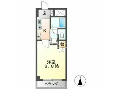 グランドゥール古出来(1K/2階)の間取り写真