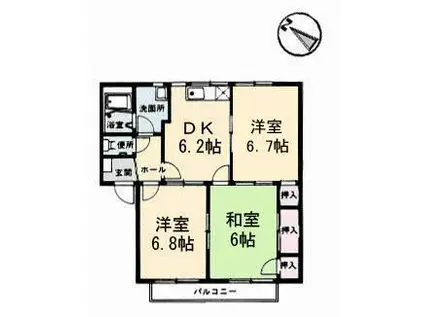 フレグランス大幸A棟(3DK/2階)の間取り写真