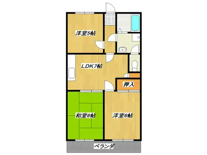 第一プラムフラワーガーデン(3DK/2階)の間取り写真