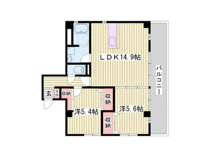 スタシオン(2LDK/9階)の間取り写真