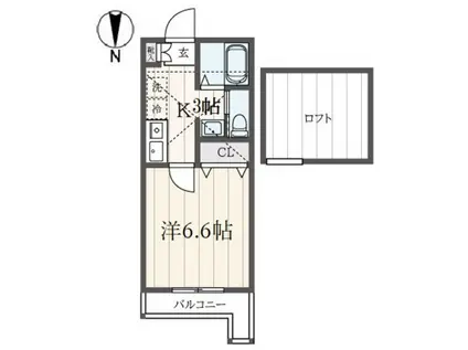横浜鎌谷フラット(1K/2階)の間取り写真