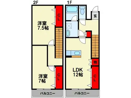 アシュランス(2LDK/2階)の間取り写真