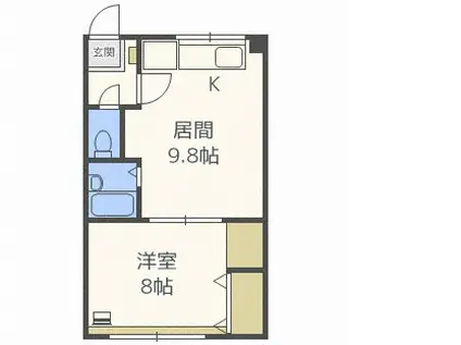 19広和ビル(1LDK/2階)の間取り写真
