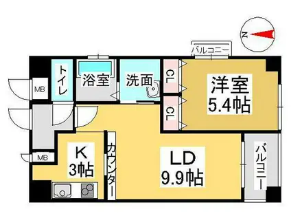 クレストシティ中井町(1LDK/8階)の間取り写真