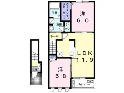 グラン・ソラーレ(2LDK/2階)の間取り写真