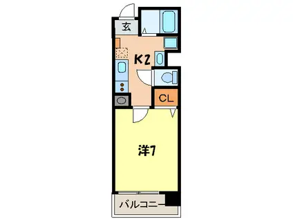 JR山陽本線 西明石駅 徒歩6分 8階建 築19年(1K/4階)の間取り写真