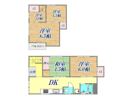 国香通4丁目文化(5DK/1階)の間取り写真