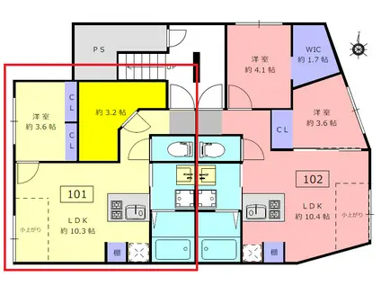 ロータス中野新橋(2LDK/B1階)の間取り写真
