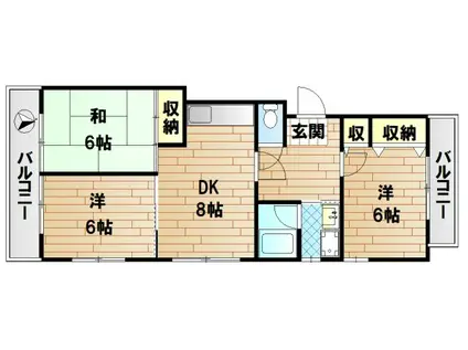 新美レジデンスII(3DK/2階)の間取り写真
