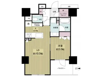 ルネ神田泉町(1LDK/9階)の間取り写真