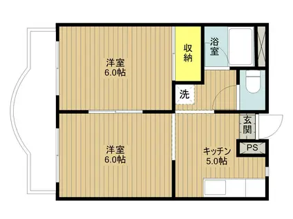 第一佐々木マンション(2K/2階)の間取り写真