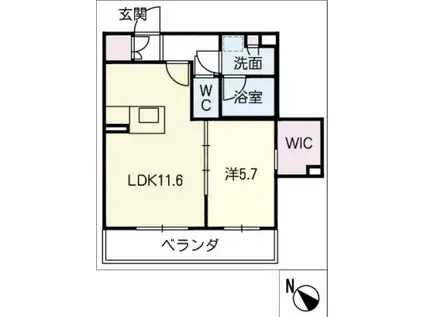 グランドソレイユ(1LDK/1階)の間取り写真