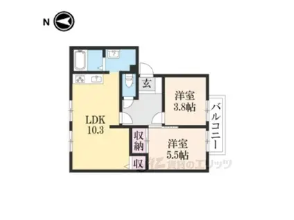 ハイツ光(2LDK/1階)の間取り写真