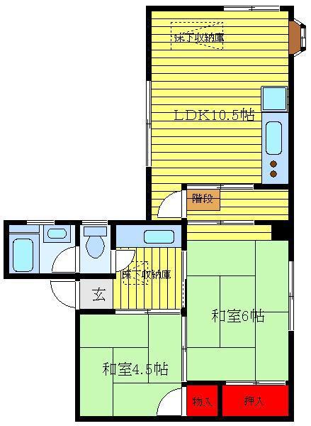 パークハイム星(2LDK/2階)の間取り写真