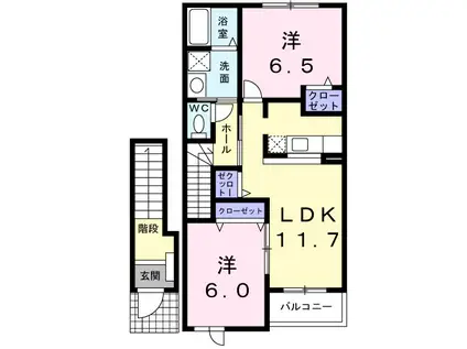 プロスパー秀B(2LDK/2階)の間取り写真