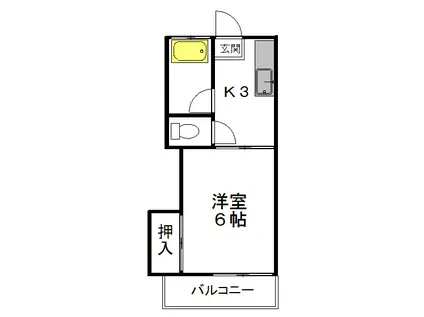 サンアローズ清水沼(1K/2階)の間取り写真