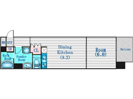 リーガル北堀江(1DK/6階)の間取り写真