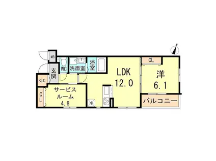 ワコーレヴィータ魚崎PARC(1SLDK/2階)の間取り写真