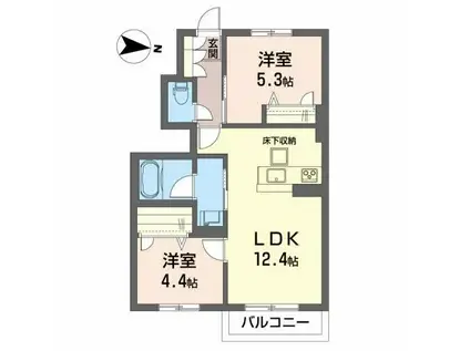ALFLAT利府町菅谷(2LDK/1階)の間取り写真