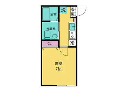 グランテラス横浜石川町(1K/1階)の間取り写真