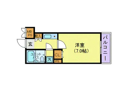 グランパレス南麻布仙台坂(1K/4階)の間取り写真