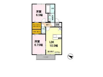 サンクス羽折(2LDK/2階)の間取り写真