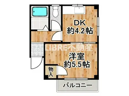 リヴ三恵(1DK/4階)の間取り写真