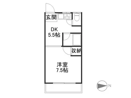 メゾン白亜(1DK/1階)の間取り写真