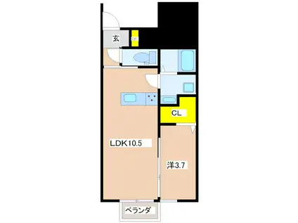 バルドB(1LDK/1階)の間取り写真