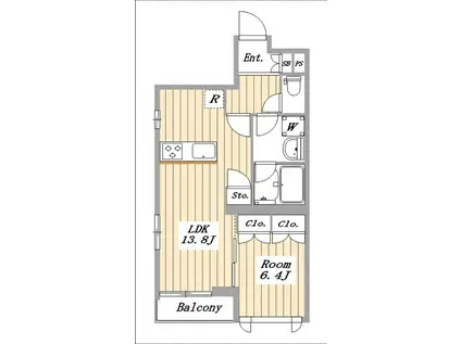 グランツハウス日本橋(1LDK/6階)の間取り写真