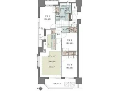 リエトコート丸の内(3LDK/2階)の間取り写真