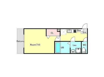 ジーメゾン泉エルデ(1K/1階)の間取り写真