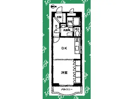 ステューディオ赤門(1DK/8階)の間取り写真