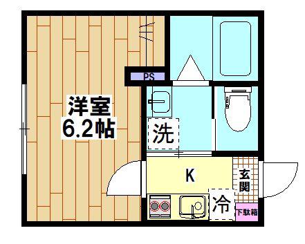 ヴィラ新井宿(1K/3階)の間取り写真