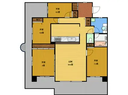 ルネ福生(4LDK/8階)の間取り写真