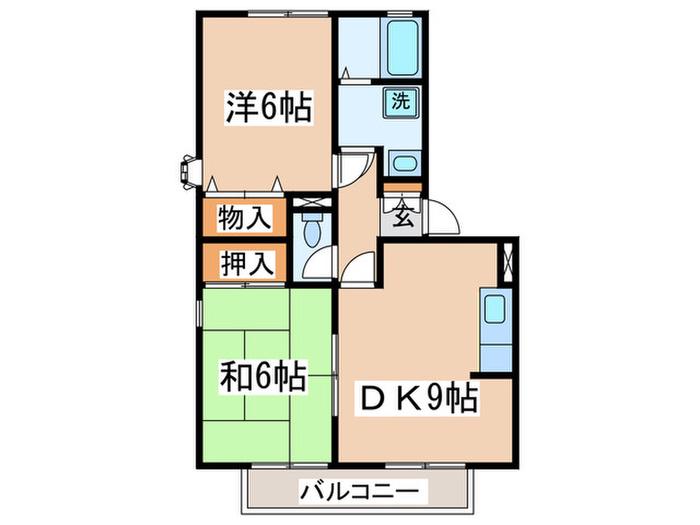 フレマリール桜ヶ丘A(2DK/1階)の間取り写真