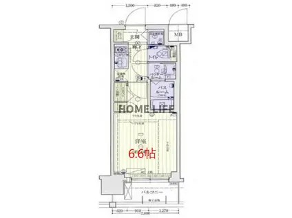 スワンズ谷町セントシティ(1K/7階)の間取り写真