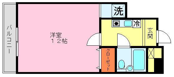 ケイエスビータワー(1K/3階)の間取り写真